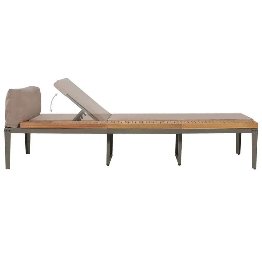 Chaise longue avec coussins Bois d'acacia solide Marron - 3