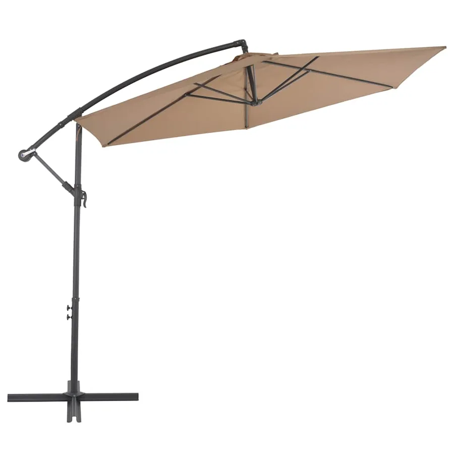 Parasol de jardin en porte-à-faux et poteau en aluminium taupe - 2