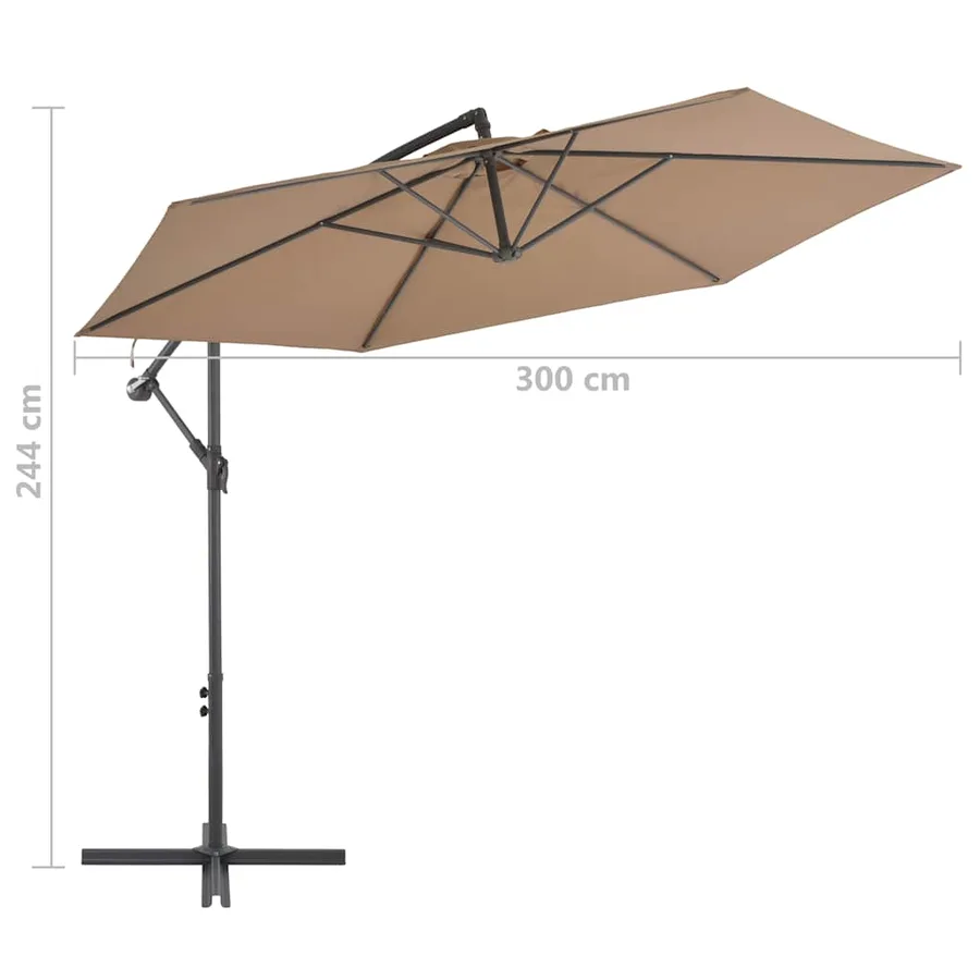 Parasol de jardin en porte-à-faux et poteau en aluminium taupe - 8