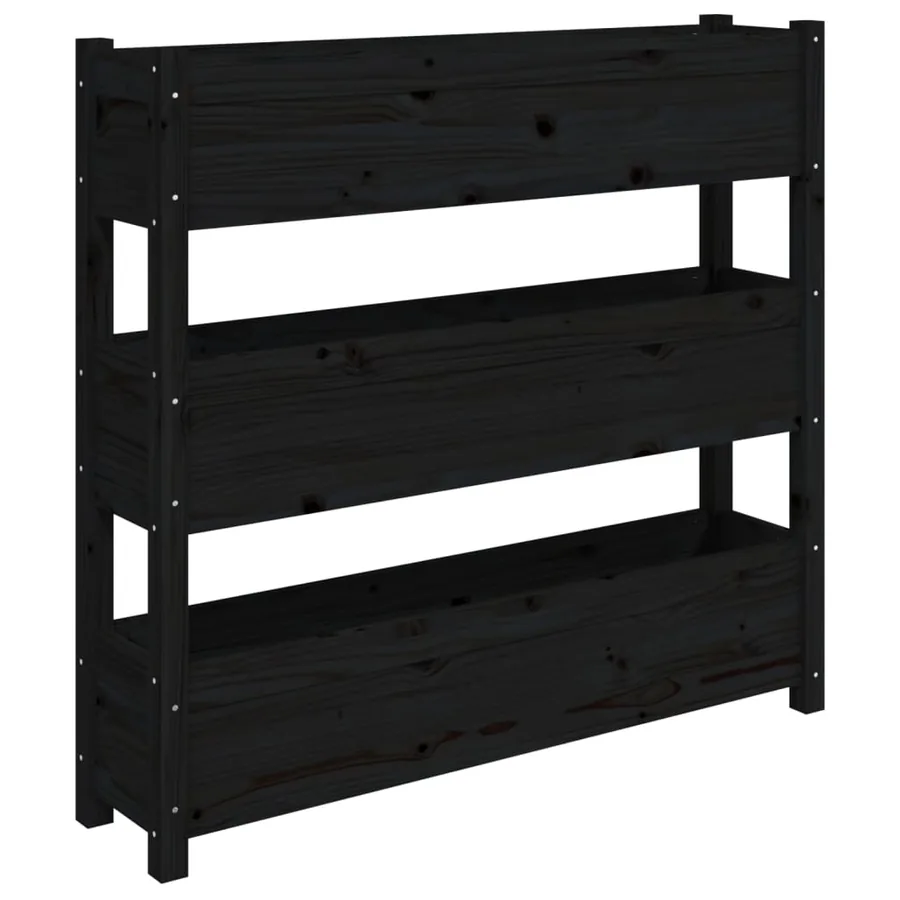 Jardinière Noir 112x25x104,5 cm Bois massif de pin - 2