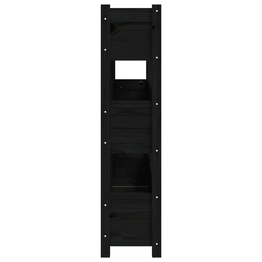 Jardinière Noir 112x25x104,5 cm Bois massif de pin - 6