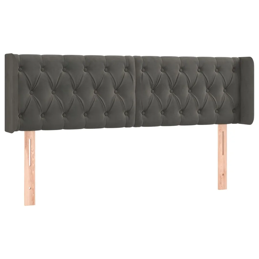 Tête de lit à LED Gris foncé 163x16x78/88 cm Velours - 3