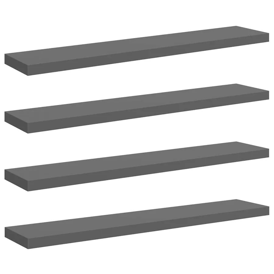 Étagères murales flottantes 4 pcs gris brillant 120x23,5x3,8 cm - 2