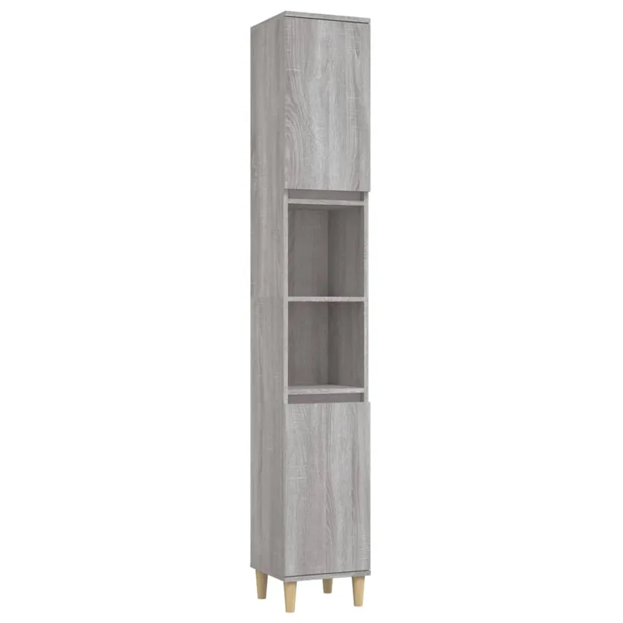 Armoire de bain sonoma gris 30x30x190 cm bois d'ingénierie - 2