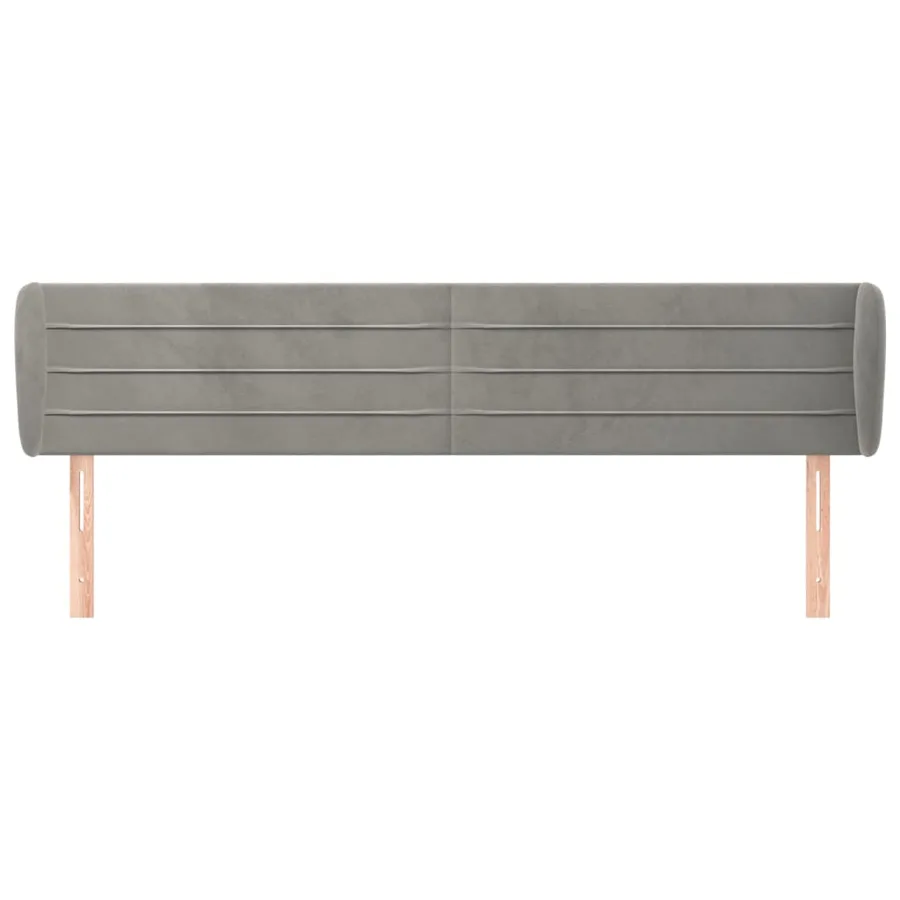 Tête de lit avec oreilles Gris clair 163x23x78/88 cm Velours - 3