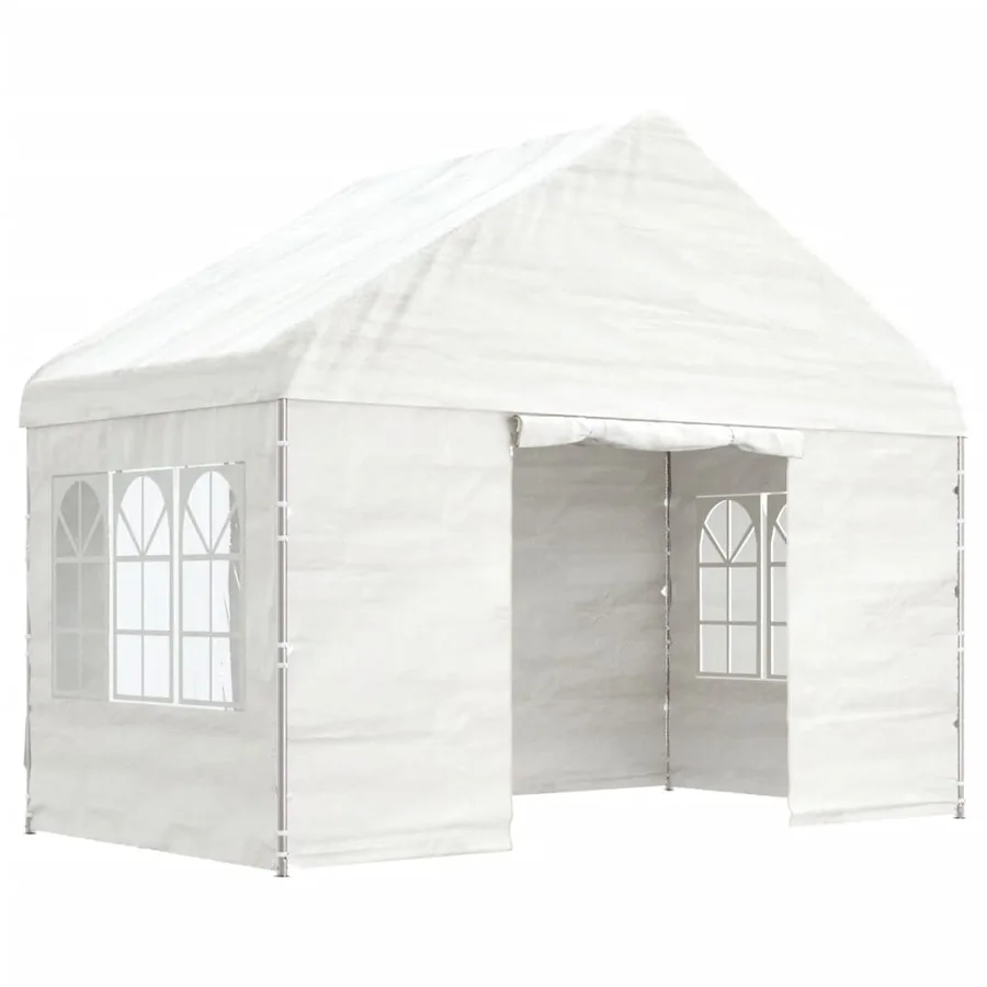 Belvédère avec toit blanc 4,08x2,23x3,22 m polyéthylène - 2