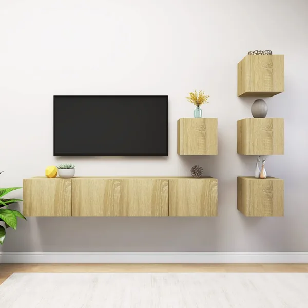 Ensemble de meuble TV 6 pcs Chêne sonoma Bois d'ingénierie