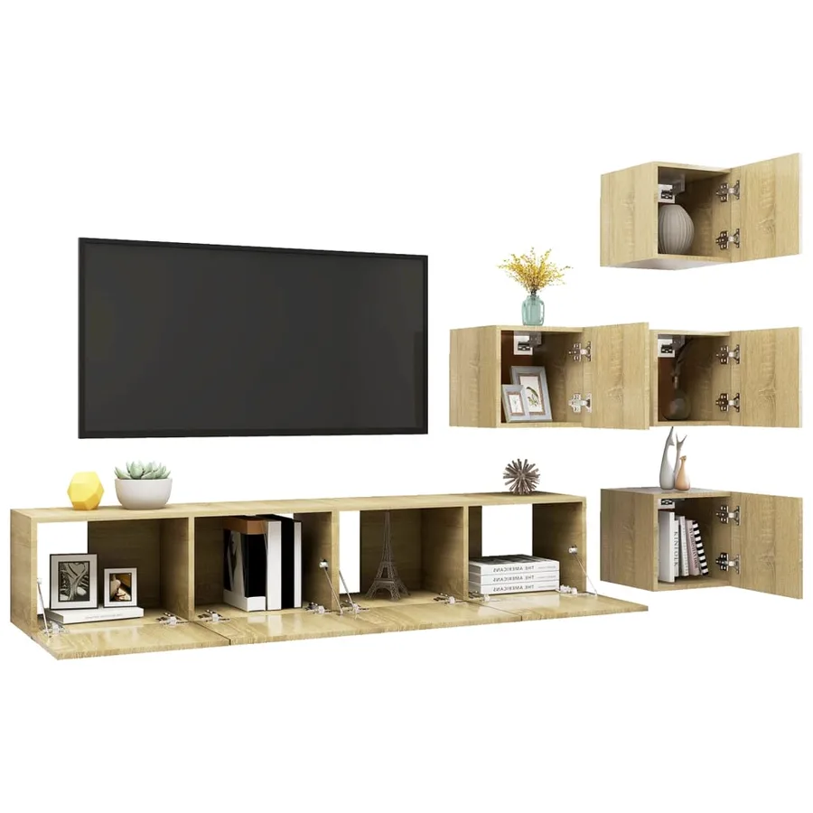 Ensemble de meuble TV 6 pcs Chêne sonoma Bois d'ingénierie - 5