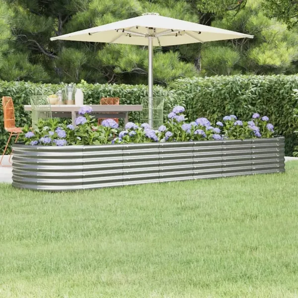 Lit surélevé de jardin Acier galvanisé Argenté
