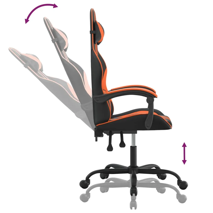 Chaise de jeu pivotante Noir et orange Similicuir - 10