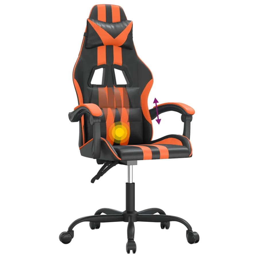 Chaise de jeu pivotante Noir et orange Similicuir - 11
