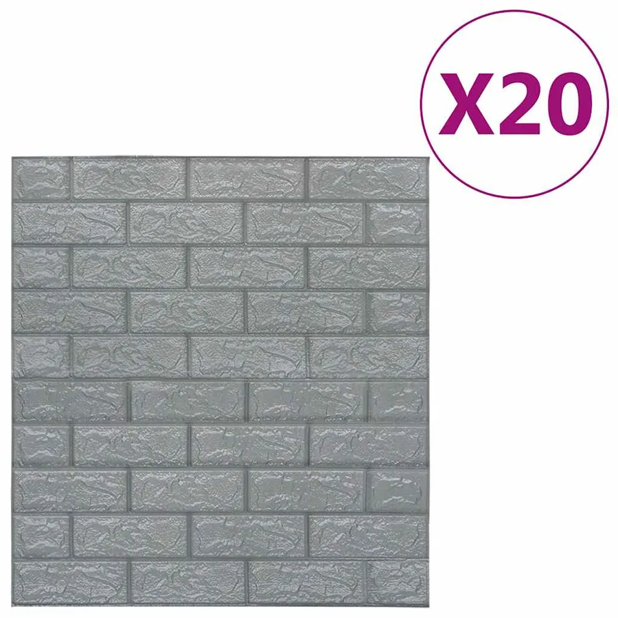 Papier peint 3D autoadhésif Briques 20 pcs Anthracite - 2