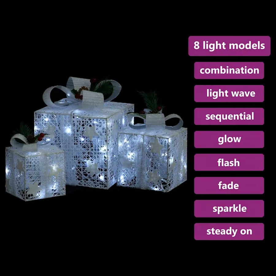 Boîtes-cadeaux de Noël décoratives 3 pcs Extérieur Intérieur - 3