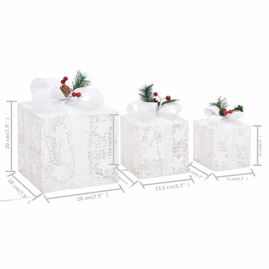 Boîtes-cadeaux de Noël décoratives 3 pcs Extérieur Intérieur - 9