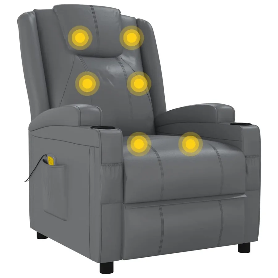 Fauteuil de massage Anthracite Similicuir - 6