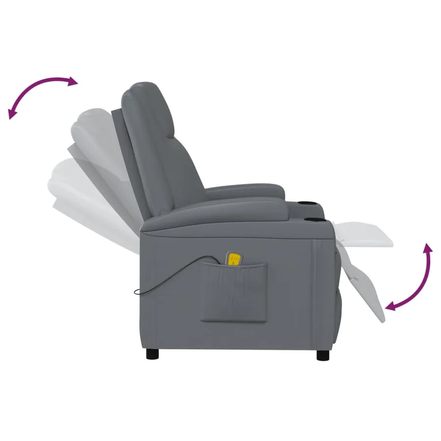 Fauteuil de massage Anthracite Similicuir - 7
