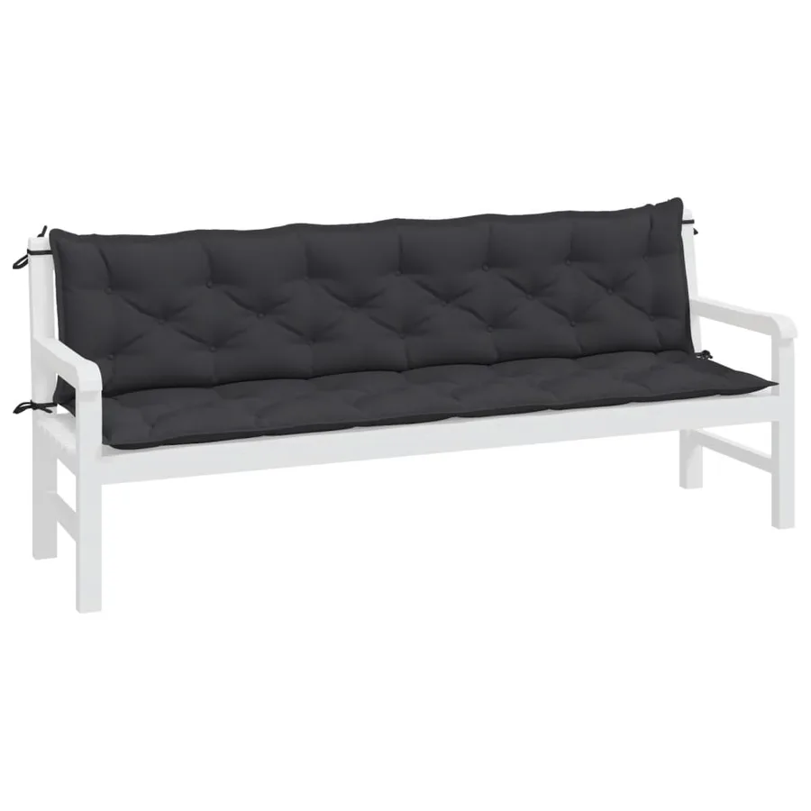 Coussins de banc jardin lot de 2 noir 200x50x7 cm tissu Oxford - 3