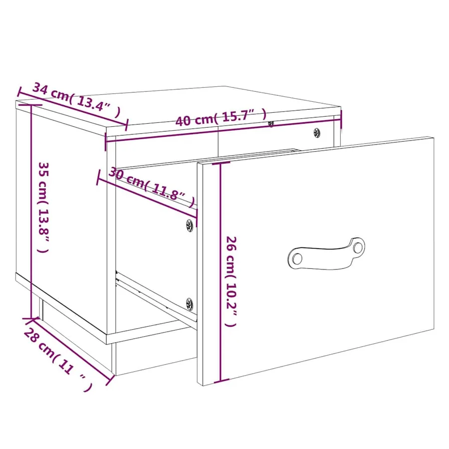 Table de chevet 40x34x35 cm Bois de pin solide - 9