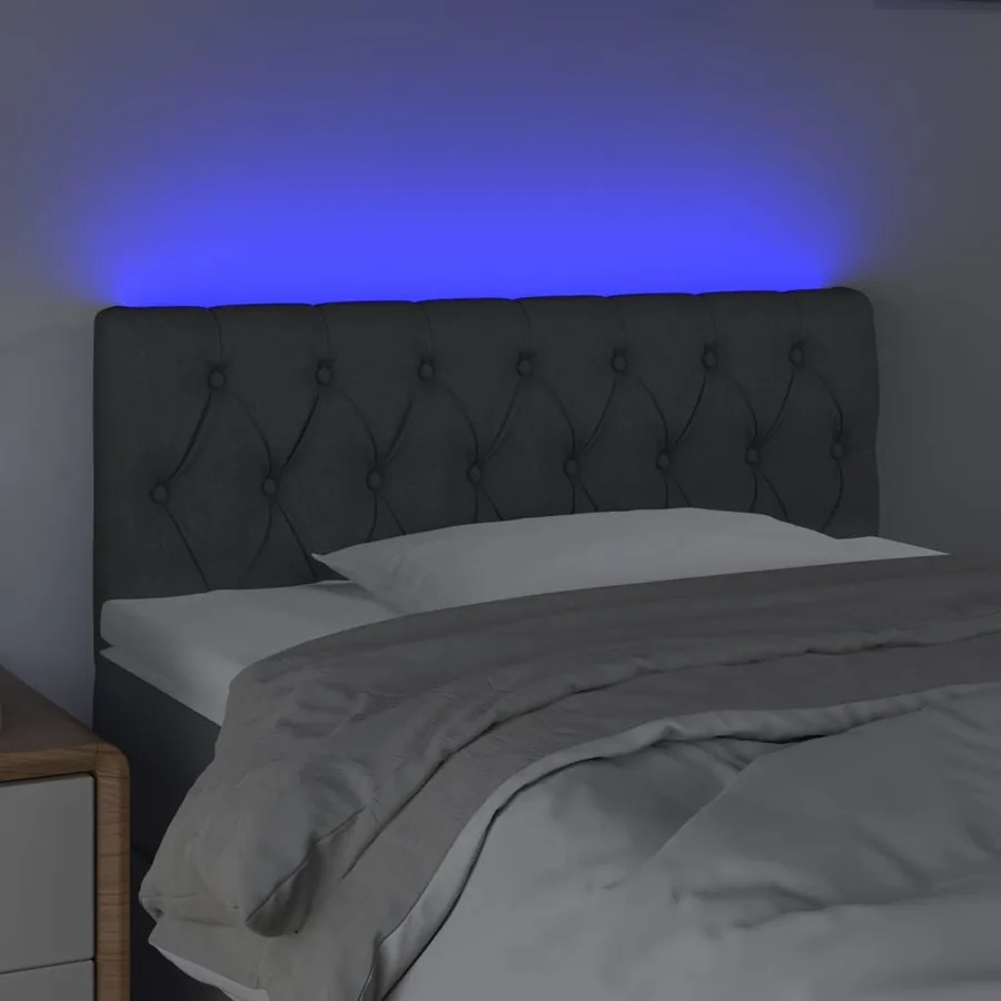 Tête de lit à LED Gris foncé 100x7x78/88 cm Tissu - 3