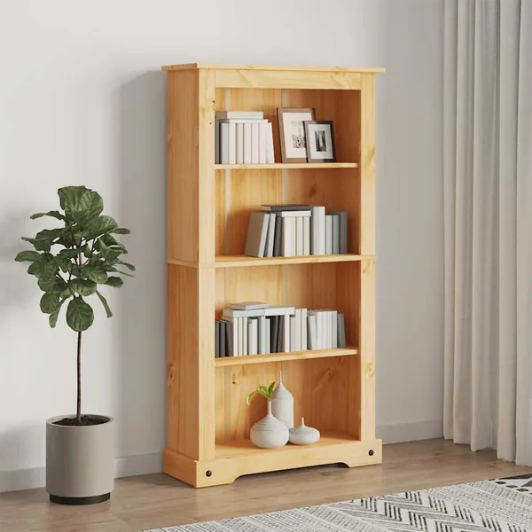 Bibliothèque 4 niveaux Gamme Corona Pin mexicain 80x29x150 cm