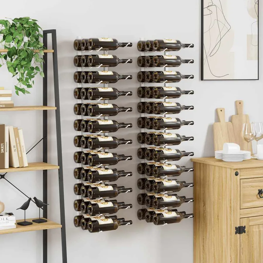 Casier à vin mural pour 36 bouteilles 2 pcs Blanc Fer - 3