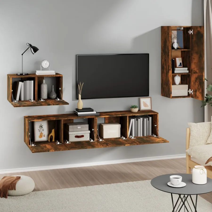 Ensemble de meubles TV 4 pcs Chêne fumé Bois d'ingénierie - 3