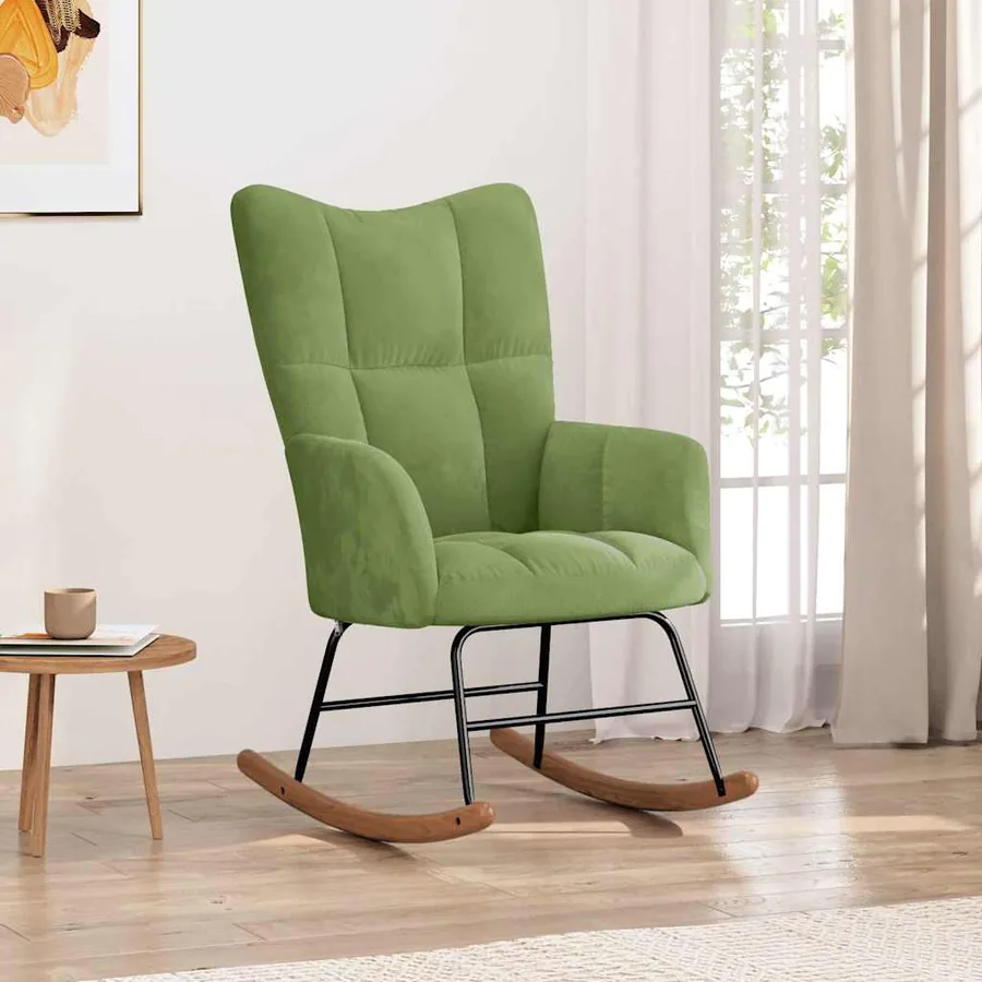 Chaise à bascule Vert clair Velours