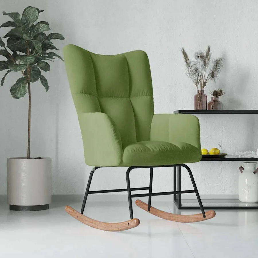 Chaise à bascule Vert clair Velours - 3