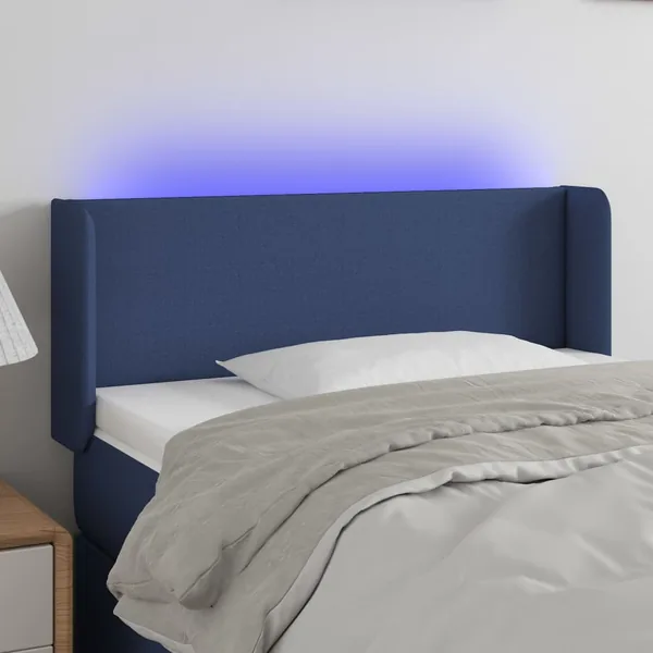 Tête de lit à LED Bleu 103x16x78/88 cm Tissu