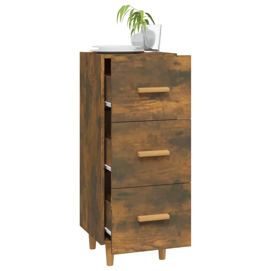 Buffet Chêne fumé 34,5x34x90 cm Bois d'ingénierie - 4