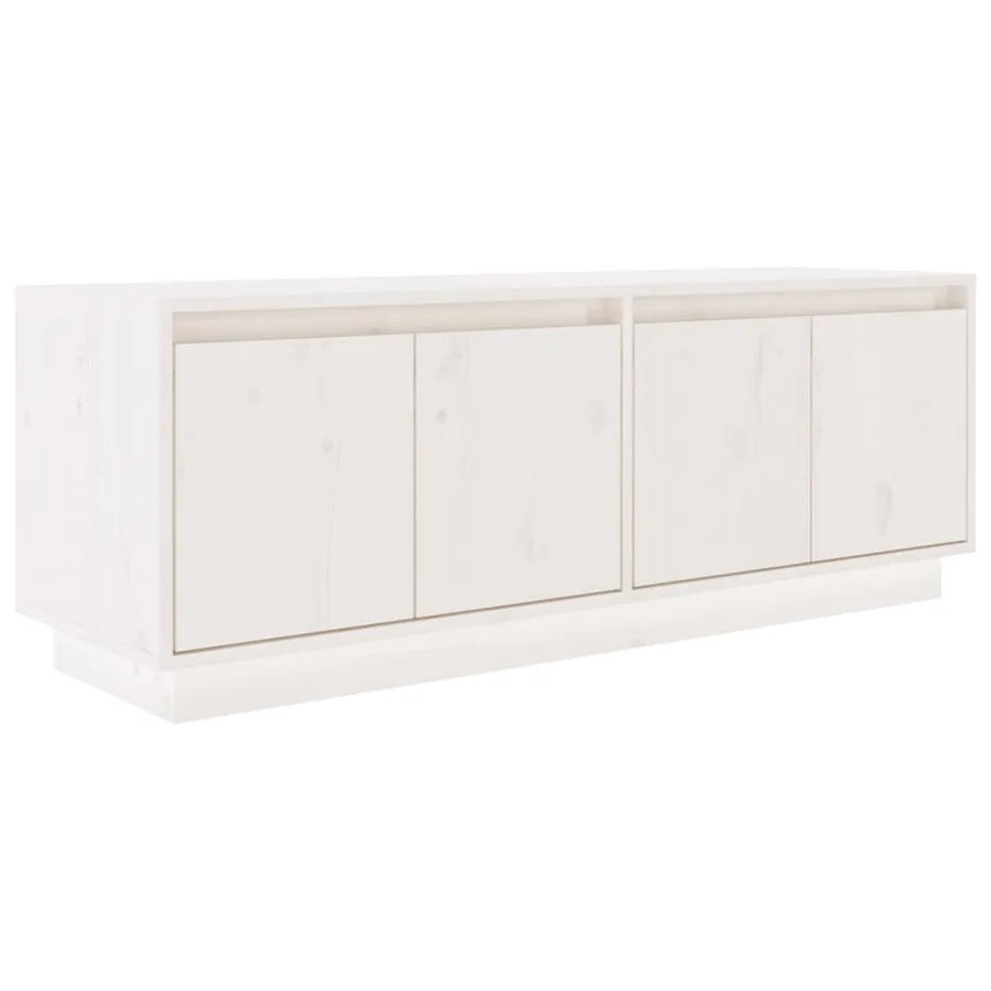 Meuble TV Blanc 110x34x40 cm Bois de pin massif - 2