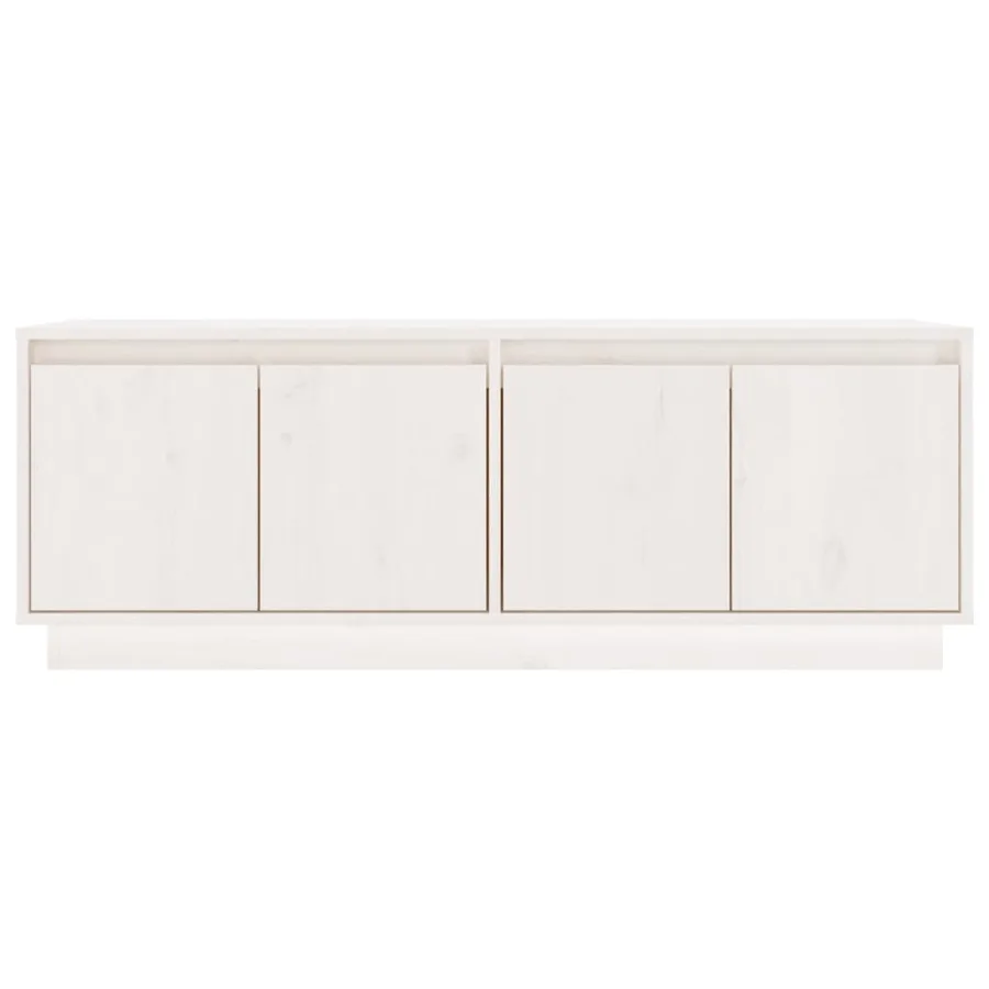 Meuble TV Blanc 110x34x40 cm Bois de pin massif - 5