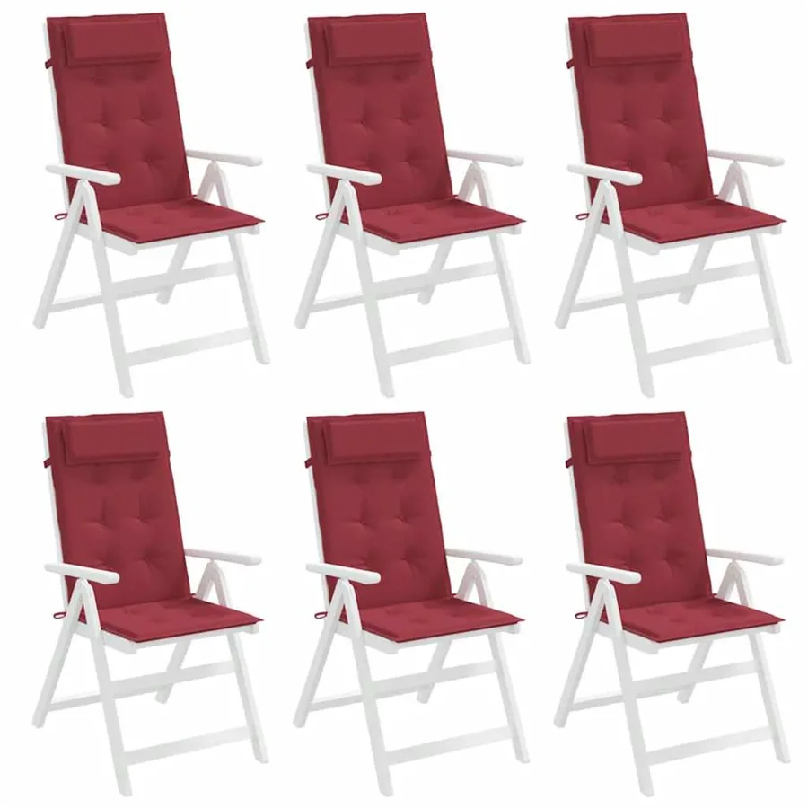 Coussins de chaise à dossier haut lot de 6 rouge bordeaux - 4