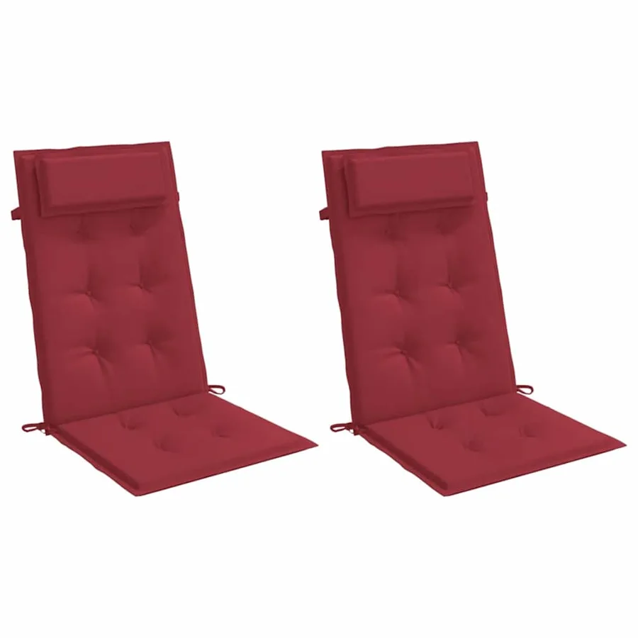 Coussins de chaise à dossier haut lot de 2 rouge bordeaux - 3