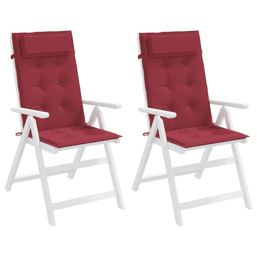 Coussins de chaise à dossier haut lot de 2 rouge bordeaux - 4