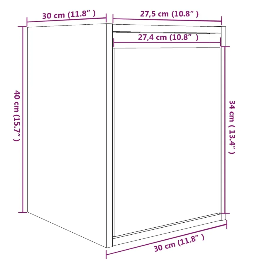 Armoires murales 2 pcs Noir 30x30x40 cm Bois de pin massif - 11