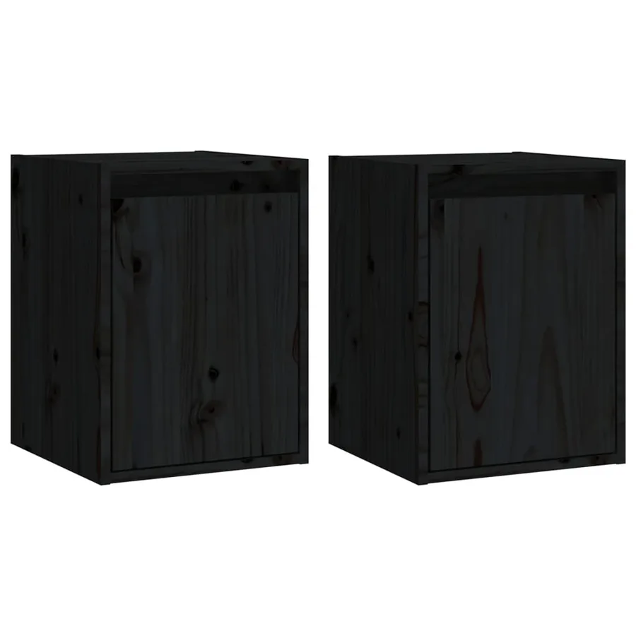 Armoires murales 2 pcs Noir 30x30x40 cm Bois de pin massif - 2