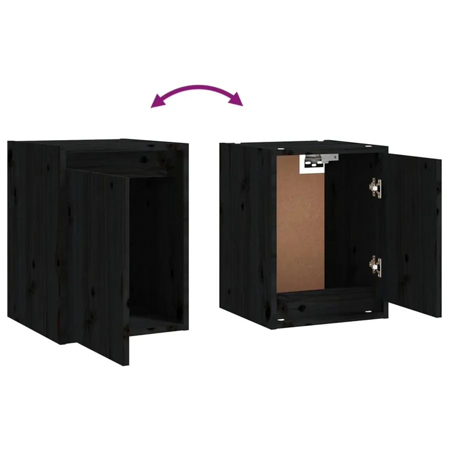 Armoires murales 2 pcs Noir 30x30x40 cm Bois de pin massif - 9