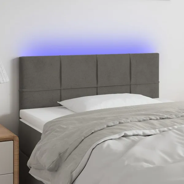 Tête de lit à LED Gris foncé 100x5x78/88 cm Velours