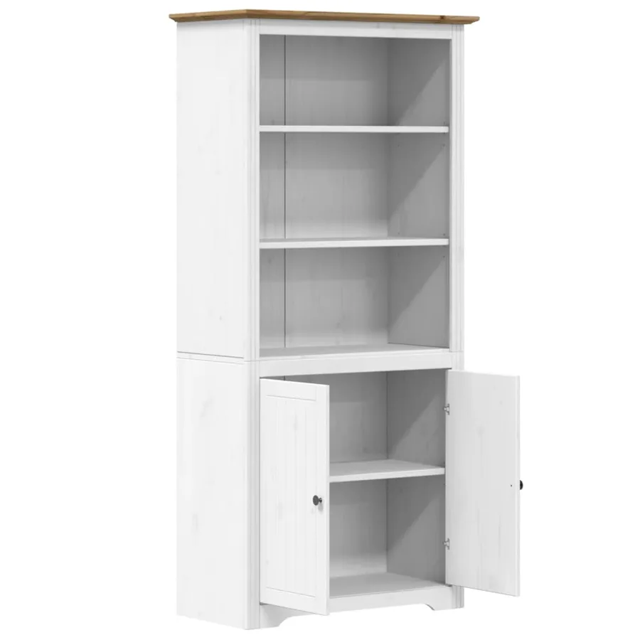 Bibliothèque BODO blanc and marron 82x40x173 cm bois massif pin - 4