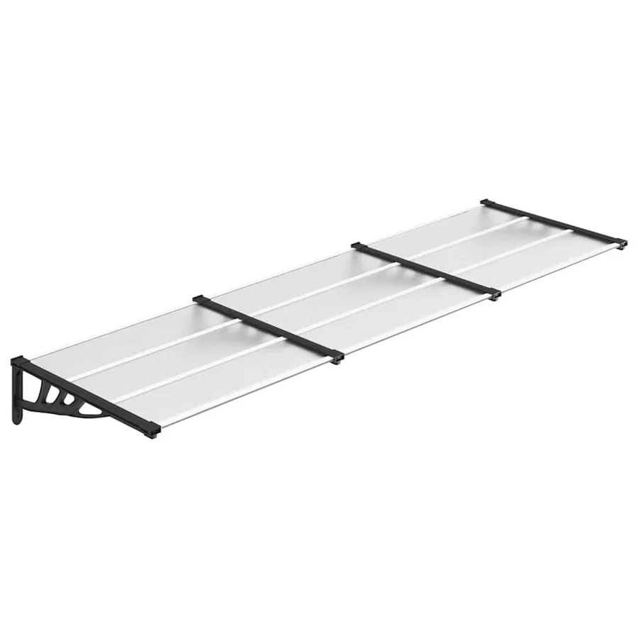 Auvent de porte Noir et transparent 297,5x90 cm Polycarbonate - 2