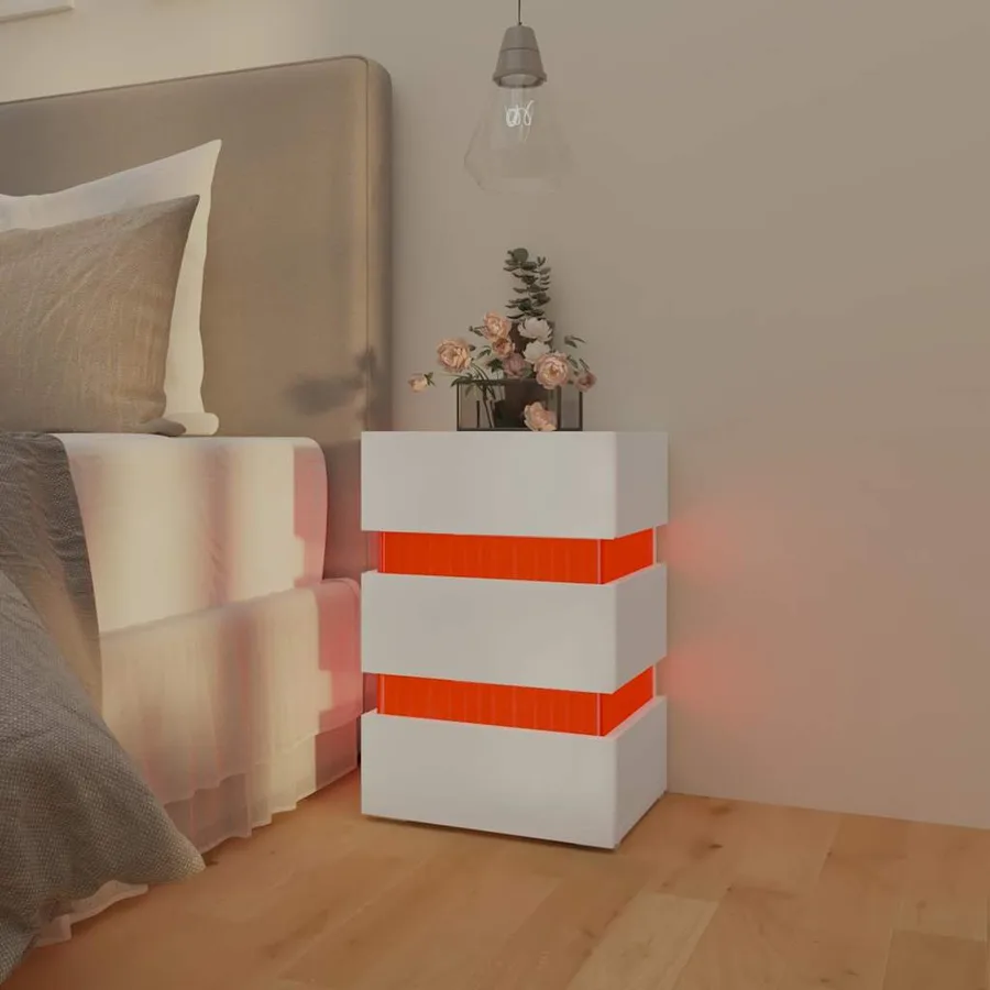 Table de chevet à LED blanc 45x35x67 cm bois d'ingénierie - 12