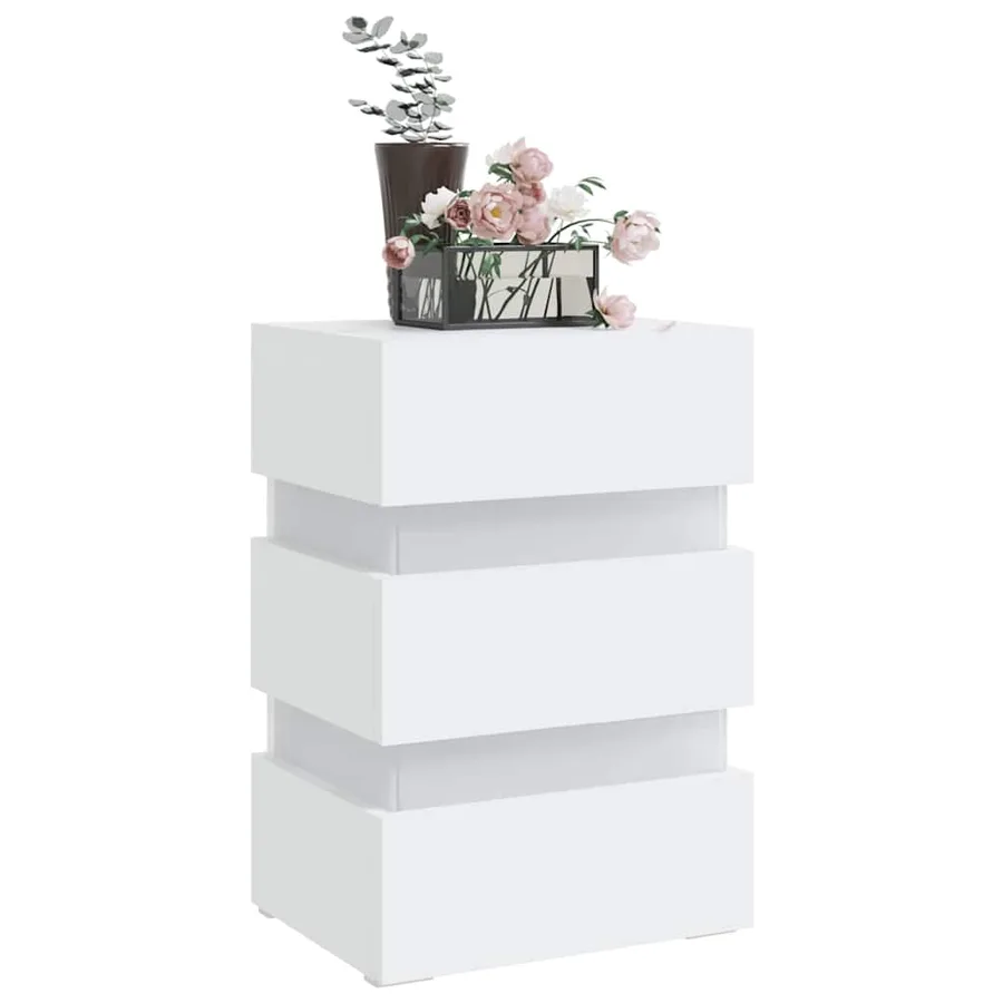 Table de chevet à LED blanc 45x35x67 cm bois d'ingénierie - 3