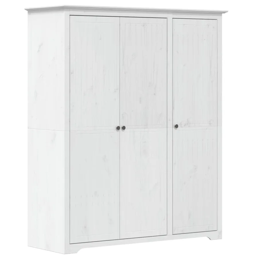 Garde-robe BODO blanc 146x53,5x173 cm bois massif de pin - 2