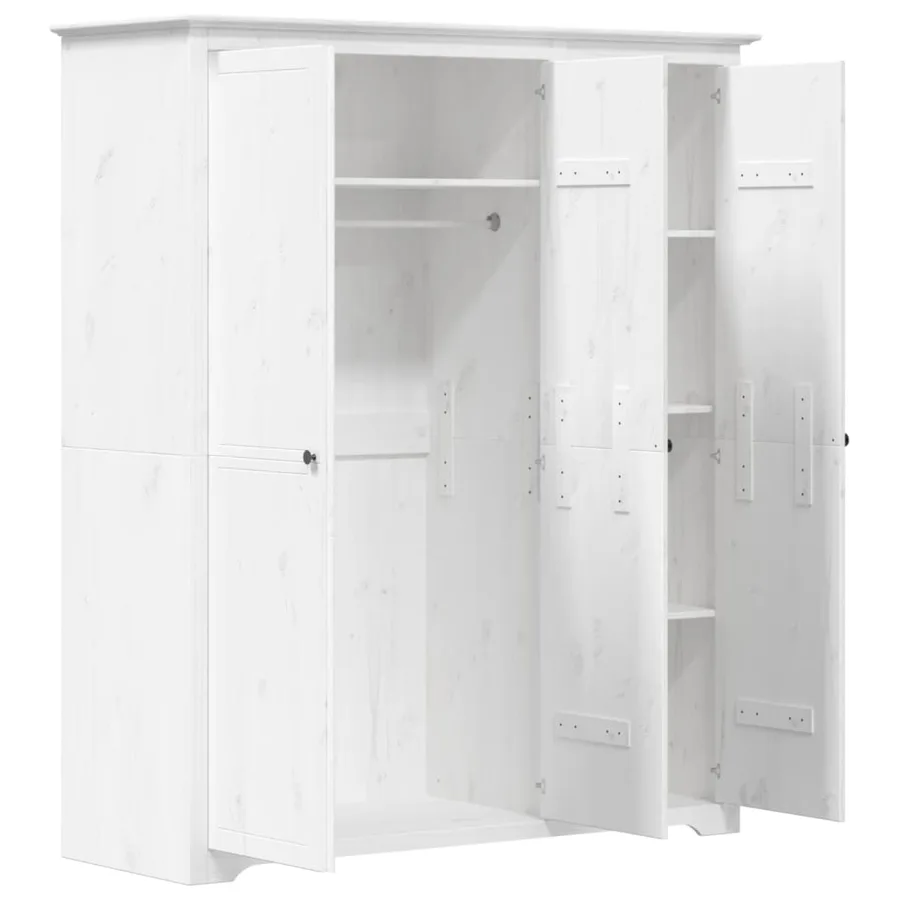 Garde-robe BODO blanc 146x53,5x173 cm bois massif de pin - 4