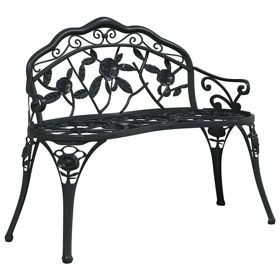 Banc de jardin 100 cm Aluminium coulé Noir - 2