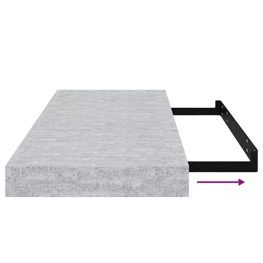 Étagères murales flottantes 2 pcs gris béton 60x23,5x3,8 cm MDF - 11