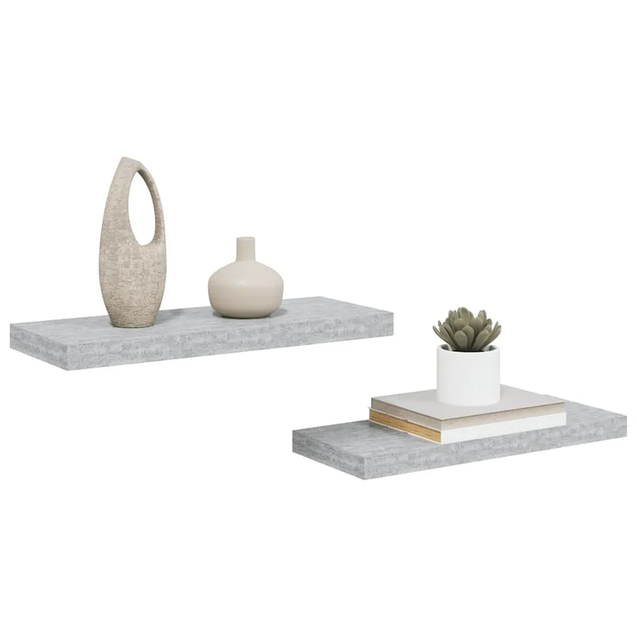 Étagères murales flottantes 2 pcs gris béton 60x23,5x3,8 cm MDF - 5