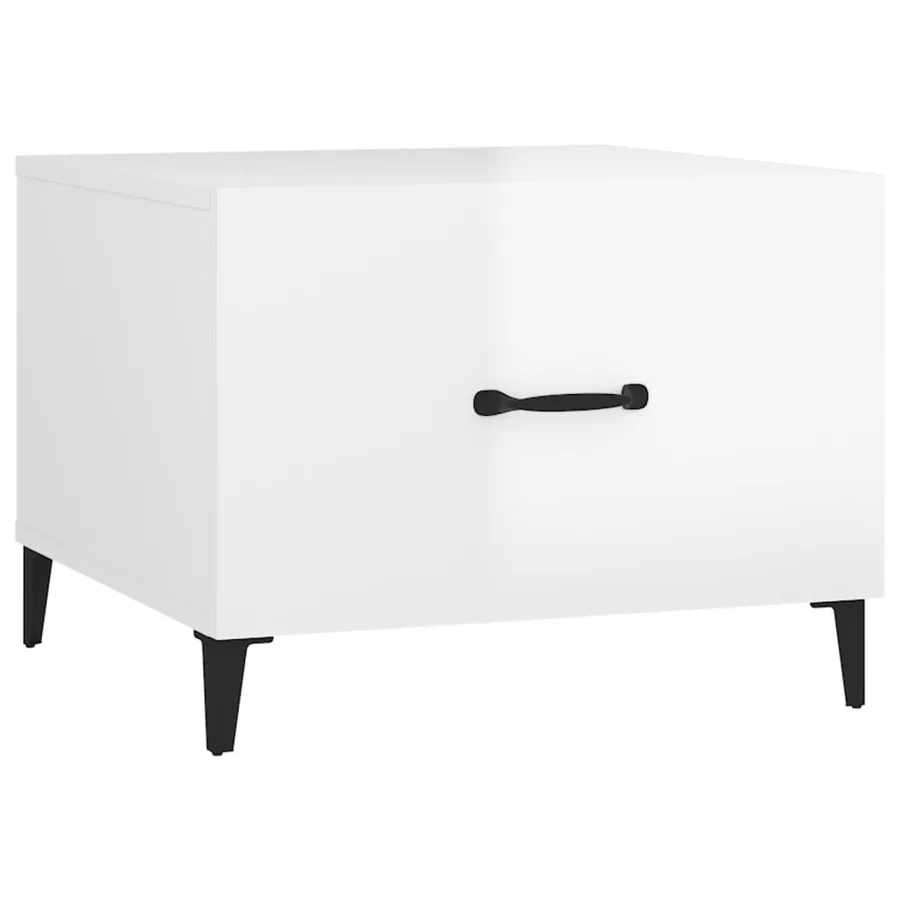 Table basse avec pieds en métal Blanc brillant 50x50x40 cm - 2