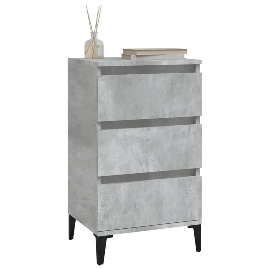 Table de chevet gris béton 40x35x70 cm bois d'ingénierie - 4